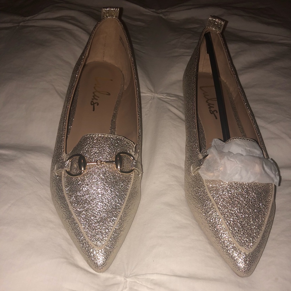 Gold Pointed Flats